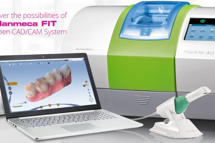 معدات تفريز CAD/CAM وحاسوب محمول وماسح ضوئي داخل الفم
